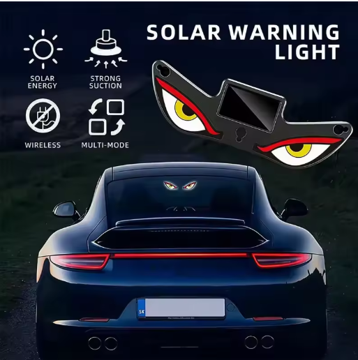 Solar LED Devil Eye Car Light – Dynamic Rear Window Neon Light