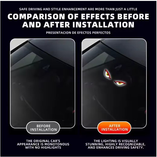 Solar LED Devil Eye Car Light – Dynamic Rear Window Neon Light