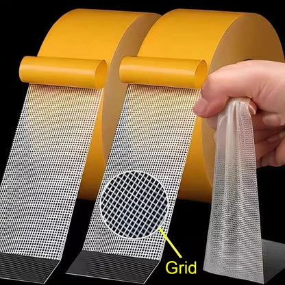 Super Strong Double Sided Adhesive Tape, Ultra Thin Waterproof Heavy Duty Transparent Traceless Grid Carpet Tape
