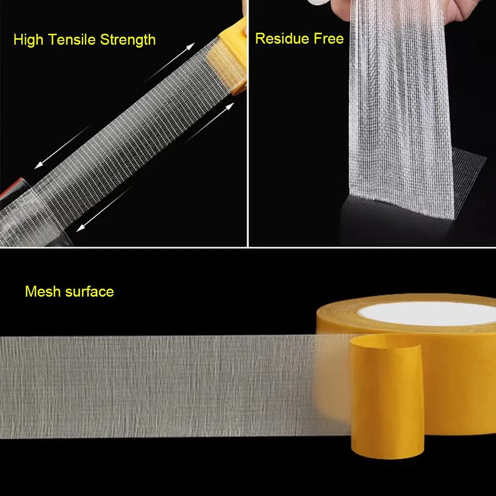 Super Strong Double Sided Adhesive Tape, Ultra Thin Waterproof Heavy Duty Transparent Traceless Grid Carpet Tape